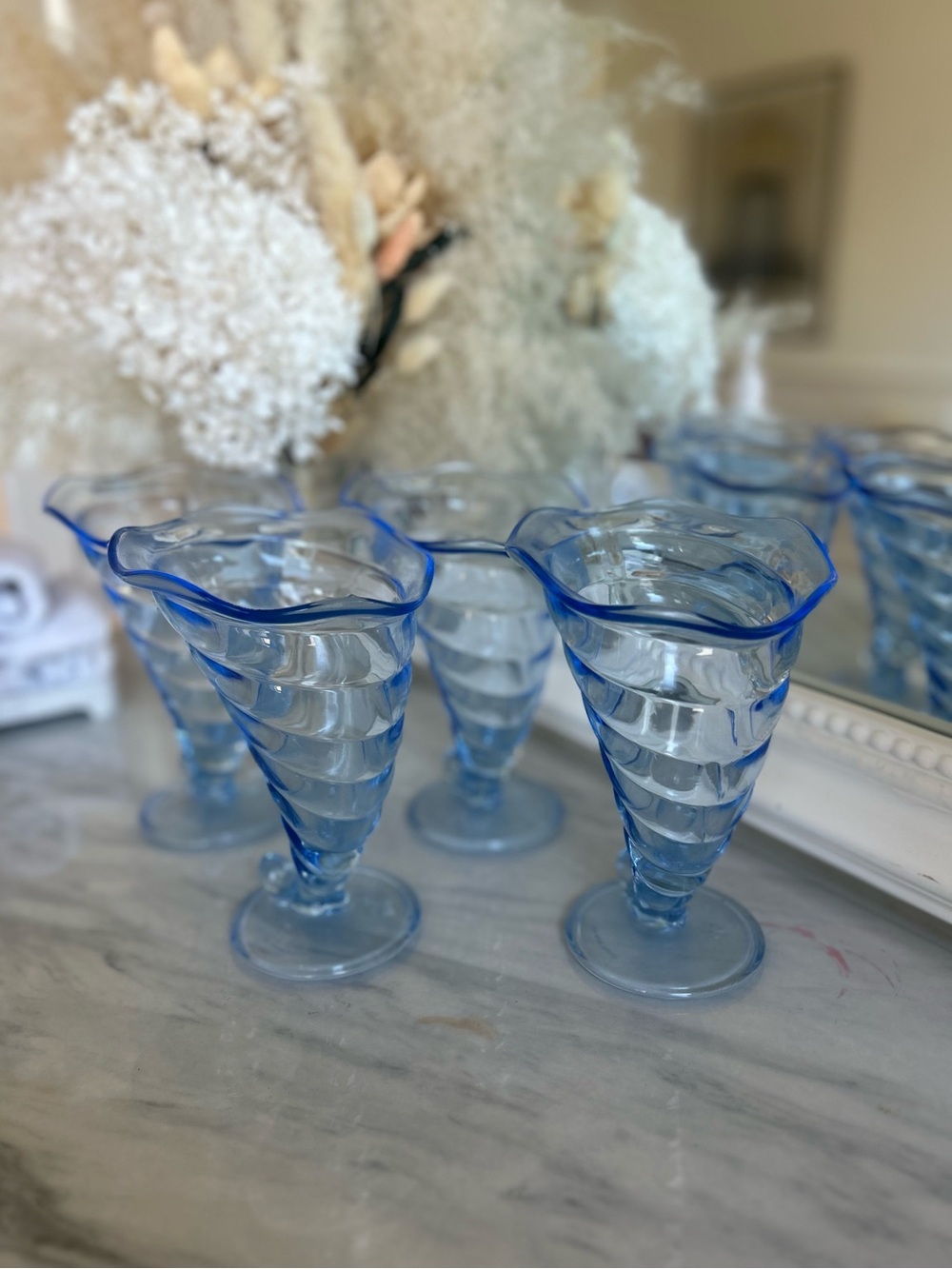 Vintage Bormioli Rocco Italian Blue Swirl Gelato Glasses – Set of 4